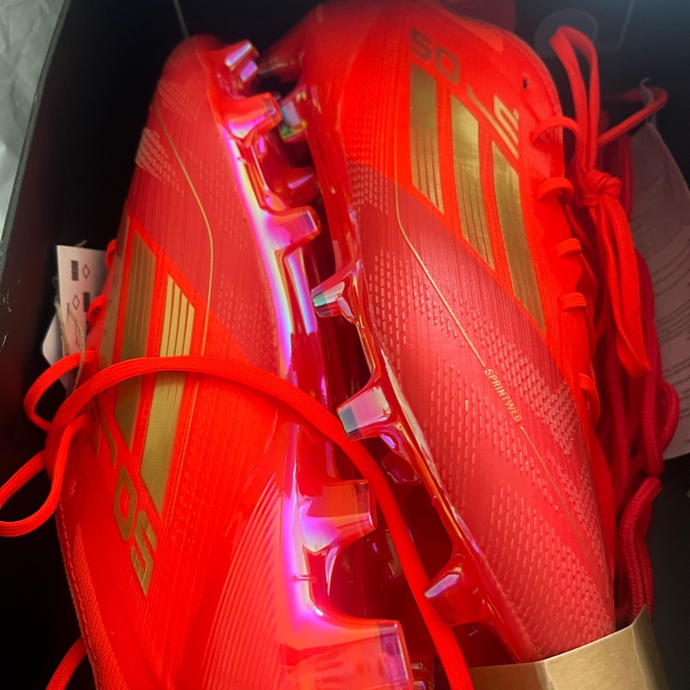 Adidas Red and Gold Soccer Cleats